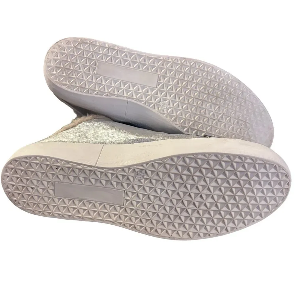 L’idea by Lori Silver Leather Slide Fleece Lined Sneakers Sz 40